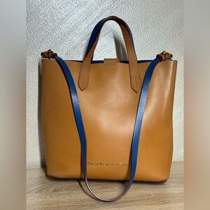 Dooney & Bourke Liliana Brown/Blue Leather Tote Shoulder Crossbody Bag